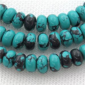 green Assembled Turquoise rondelle beads, approx 9x12mm