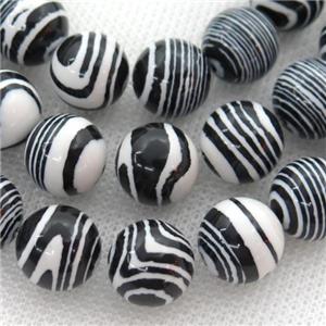 Synthetic Malachite beads, round, zebra, approx 14mm dia