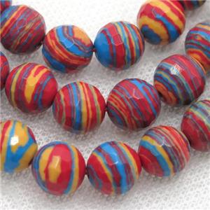 Synthetic Malachite beads, faceted round, multicolor, approx 14mm dia