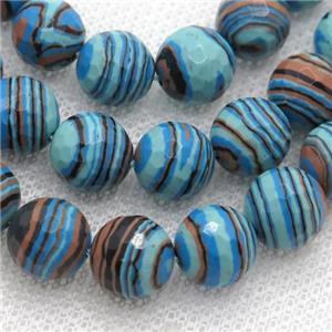 Synthetic Malachite beads, faceted round, multicolor, approx 12mm dia