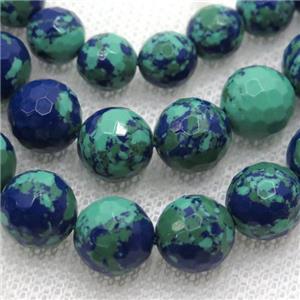 faceted round Azurite beads, dye, approx 12mm dia