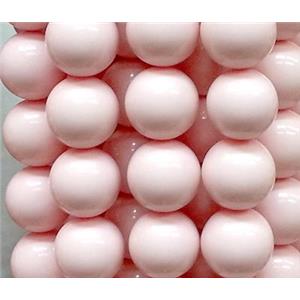 resin & stone bead, round, pink, 10mm dia, approx 38pcs per st