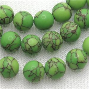 green Assembled Turquoise beads, matte, round, approx 10mm dia
