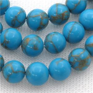 blue Assembled Turquoise beads, round, approx 10mm dia