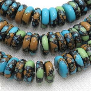 Assembled Turquoise heishi beads, multicolor, approx 3x12mm