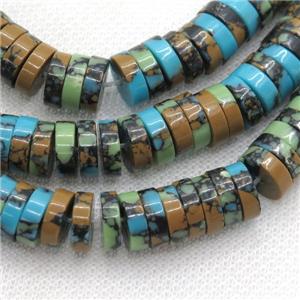 Assembled Turquoise heishi beads, multicolor, approx 3x6mm