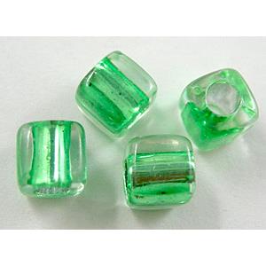 Acrylic beads, cube, green, 7.5x7.5mm, hole:4mm, approx 1700pcs