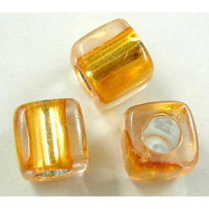 Acrylic beads, cube, orange, 7.5x7.5mm, hole:4mm, approx 1700pcs
