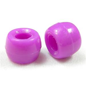 plastic beads, barrel, purple, 8mm dia, 6mm length, 2100 beads approx