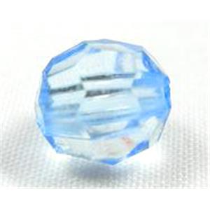 transparent Acrylic Beads, faceted round, blue, 8mm dia, 2000 beads approx