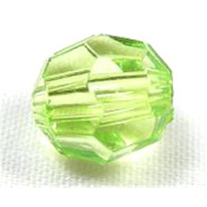 transparent Acrylic Beads, faceted round, green, 6mm dia, 4500 beads approx