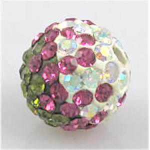 Fimo Bead with middle-east rhinestone, 10mm dia, 1.8mm hole