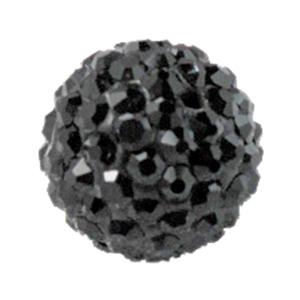 round Fimo Beads pave rhinestone, black, 8mm dia