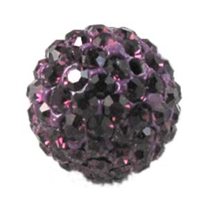 round Fimo Beads pave rhinestone, deep purple, 8mm dia