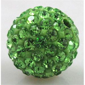 round Fimo Beads pave rhinestone, green, 12mm dia