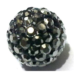 round Fimo Beads pave rhinestone, black, 12mm dia