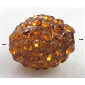 Resin bead pave rhinestone, oval, tiger yellow, 10x12mm, 2mm hole