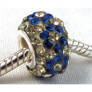 acrylic bead with middle east rhinestone, 10x15mm, 5mm hole