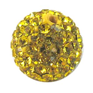 beads paved mid-east rhinestone, polymer clay based, golden, 12mm dia, 1mm hole