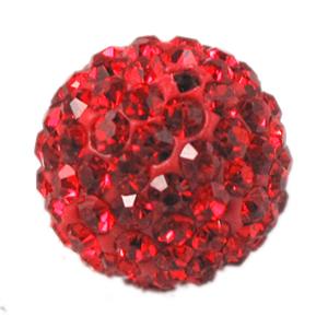 beads paved mid-east rhinestone, fimo polymer clay based, red, 8mm dia, 1mm hole