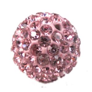 beads paved mid-east rhinestone, polymer clay based, pink, 12mm dia, 1mm hole
