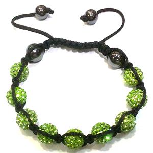 Bracelet, fimo polymer clay beads paved mid-east rhinestone, 10mm dia, approx 7-9 Inch length