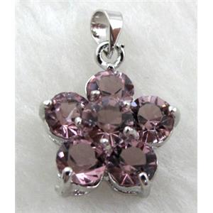 Rhinestone cluster pendant, Purple, 18mm dia
