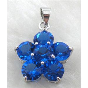 cluster Rhinestone pendant, Blue, 18mm dia
