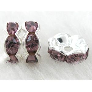 purple Rondelles Middle East Rhinestone Beads with Silver Plated, 5mm dia