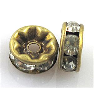 rondelle rhinestone beads, middle east rhinestone, bronze, approx 6mm dia