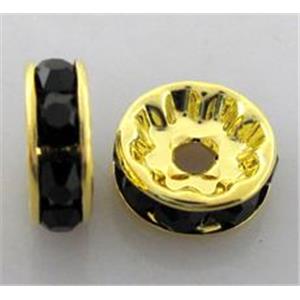 Rondelle Mideast Rhinestone Beads, gold, 10mm dia