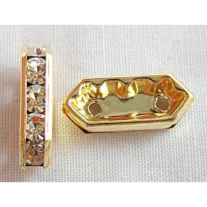 Gold Plated Clear Middle East Rhinestone Beads, 5x15mm