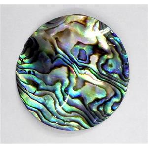 Paua Abalone shell pendant, round, approx 35mm dia