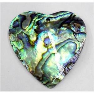 Paua Abalone shell pendant, heart, approx 40mm wide