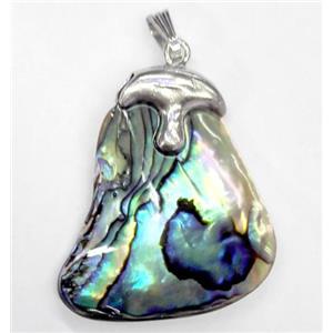 Paua Abalone shell pendant, freeform, approx 30-37mm