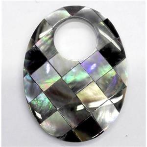 Paua Abalone shell pendant, oval, approx 30x40mm