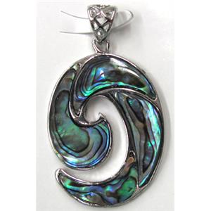Paua Abalone shell pendant, mxied, 29x37mm