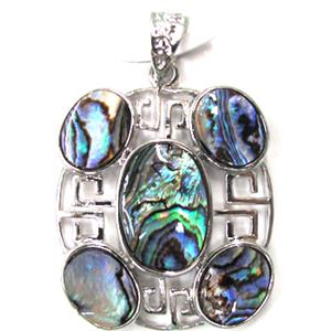 Paua Abalone shell pendant, mxied, 36x37mm