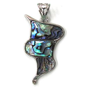 Paua Abalone shell pendant, mxied, 25x41mm