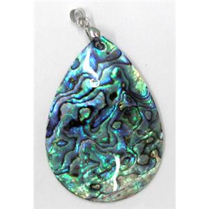 Paua Abalone shell pendant, teardrop, mxied, 35x50mm