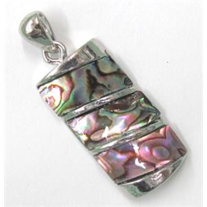 Paua Abalone shell pendant, rectangle, mxied, 27x34mm
