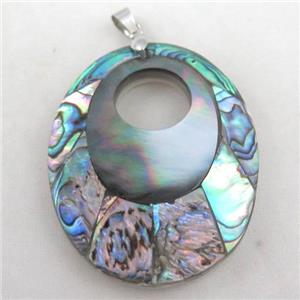 Paua Abalone shell pendant, approx 43x53mm