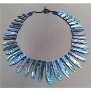 Paua Abalone shell necklace collar, approx 20-50mm