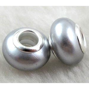 pearlized shell beads, rondelle, Gray, approx 14mm dia, hole:5mm