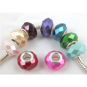 pearlized shell beads, faceted rondelle, mixed color, 14mm dia, hole:5mm