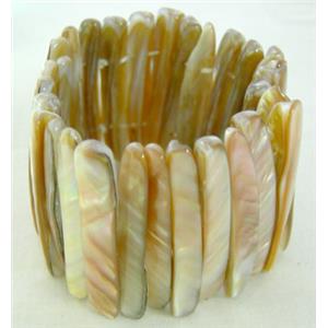 freshwater shell bracelet, stretchy, coffee, 43mm wide,60mm diameter