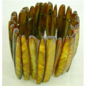 freshwater shell bracelet, stretchy, bronze, 43mm wide,60mm diameter