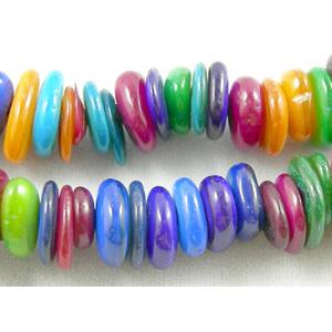 32 inches strin gof freshwater shell beads, chip, freeform, mixed color, 8mm dia,2-3mm thick,32 inchlength