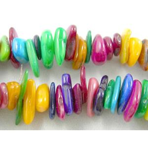 32 inches strin gof freshwater shell beads, chip, freeform, mixed color, 8x(10-17)mm,3-4mm thick,32 inch length