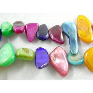 32 inches strin gof freshwater shell beads, chip, freeform, mixed color, 10-19mm wide,2-4mm thick,32 inchlength
